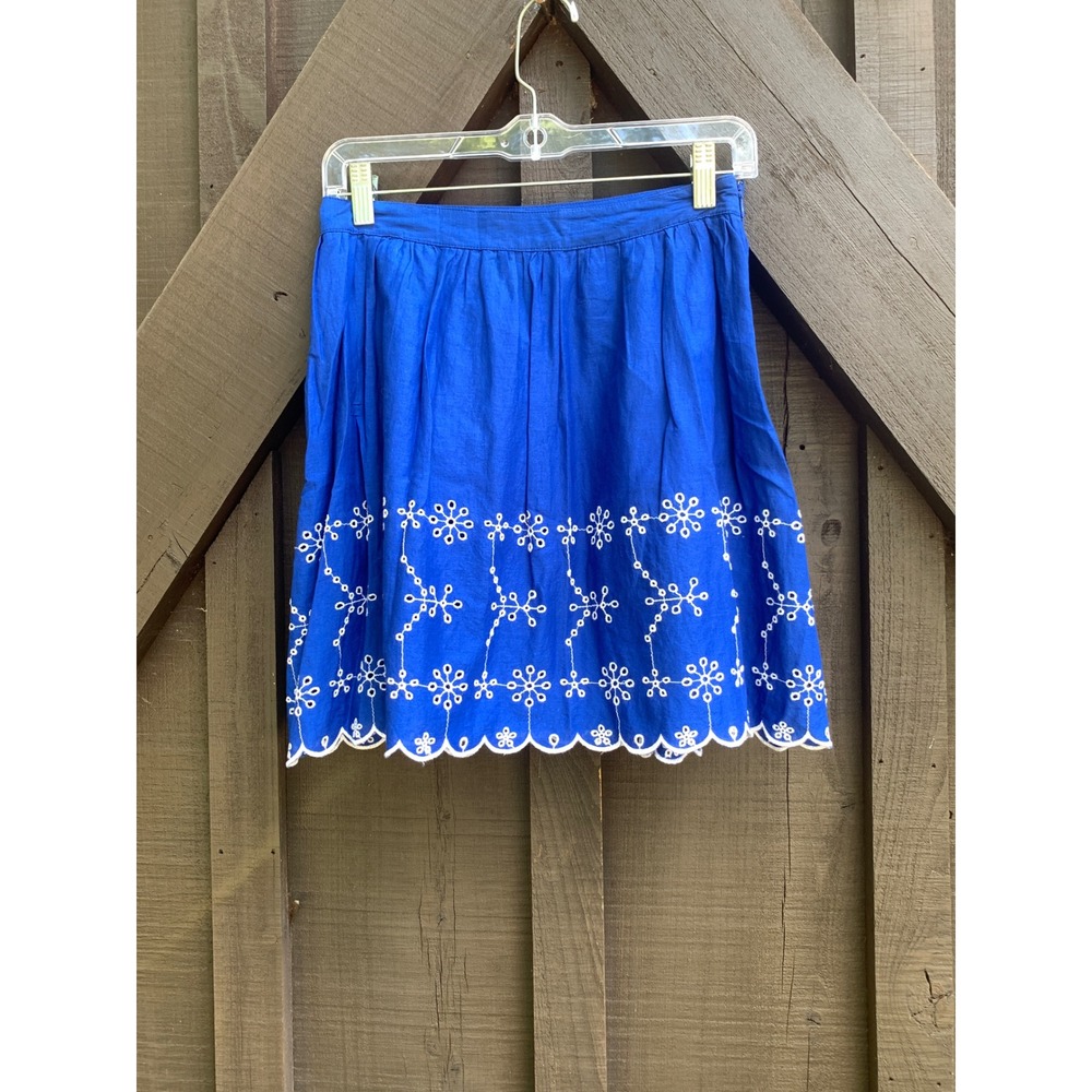 Vero Moda Embroidered Skirt Women's‎ XS Cobalt Blue Cotton Scalloped Boho